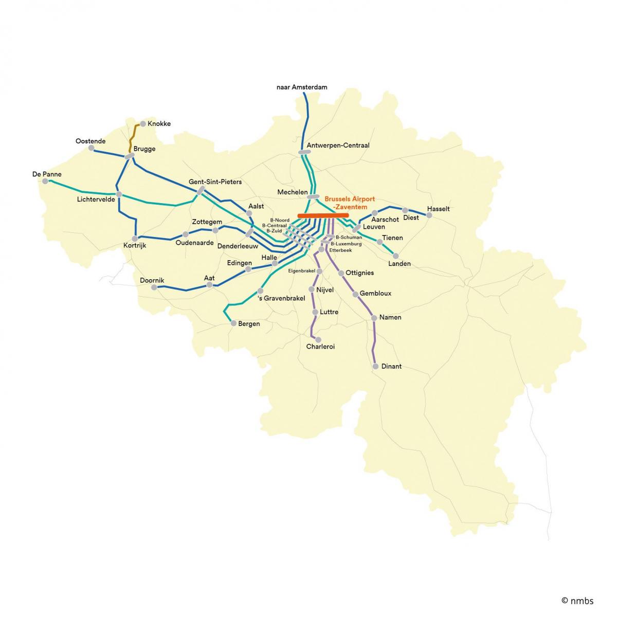 Brüssel Bahn-Karte, Flughafen