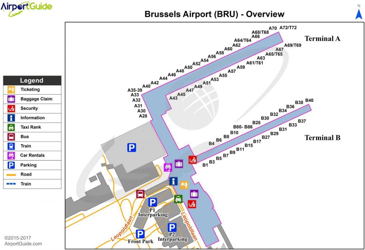 Karte von Brüssel-Flughafen Tor