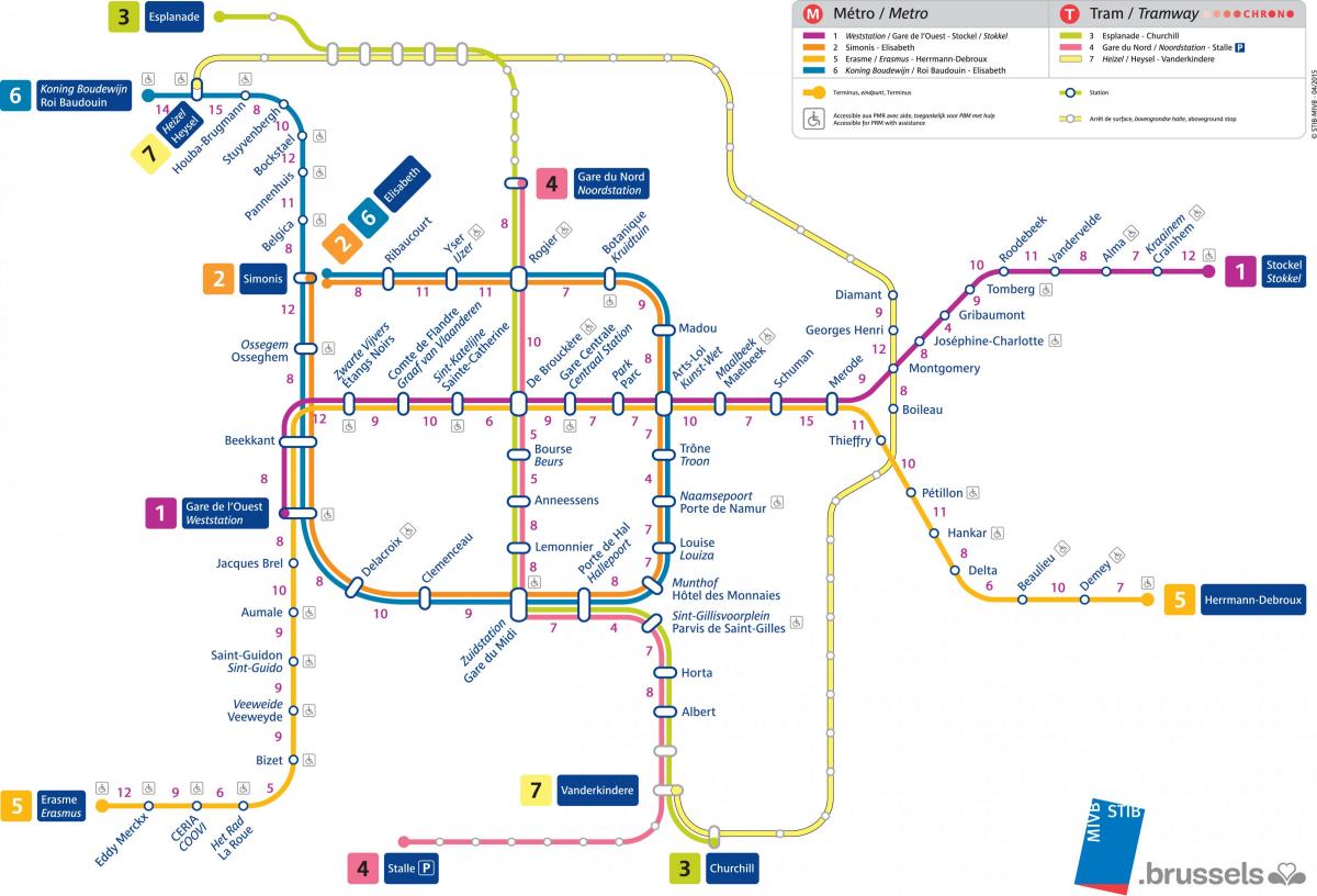 Karte von Brüssel U-Bahn-station