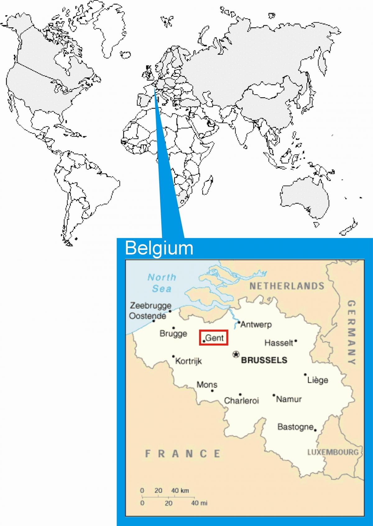 Brüssel Karte in der Welt