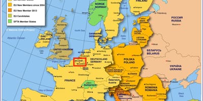 Landkarte von Europa zeigen, Brüssel